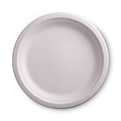 Eco-Products Renewable and Compostable Sugarcane Plates Convenience Pack, 9" dia, Natural White, 50/Pack, 10 Packs/Carton (EPP013PKCT)