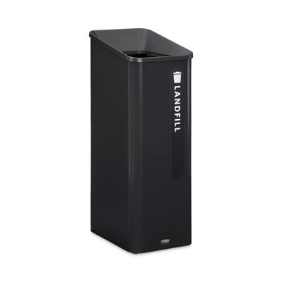Rubbermaid Commercial Sustain Decorative Refuse with Recycling Lid, 15 gal, Metal/Plastic, Black (2078967)