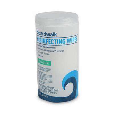 Boardwalk Disinfecting Wipes, 8 x 7, Fresh Scent, 75/Canister, 6 Canisters/Carton (BWK454W75)