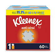 Kleenex Anti-Viral Facial Tissue, 3-Ply, White, 60 Sheets/Box, 27 Boxes/Carton (49978CT)
