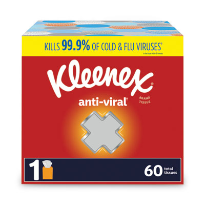 Kleenex Anti-Viral Facial Tissue, 3-Ply, White, 60 Sheets/Box, 27 Boxes/Carton (49978CT)
