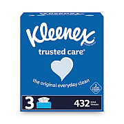 Kleenex TRUSTED CARE FACIAL TISSUE, 2-PLY, WHITE, 144 SHEETS/BOX, 3 BOXES/PACK, 12 PACKS/CARTON (50219CT)