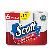 Scott Choose-a-Size Mega Kitchen Roll Paper Towels, 1-Ply, 102/Roll, 6 Rolls/Pack, 4 Packs/Carton (16447)