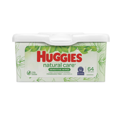 Huggies Natural Care Baby Wipes, Unscented, White, 64/Tub, 4 Tub/Carton (39301)