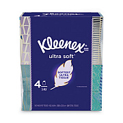 Kleenex Ultra Soft Facial Tissue, 3-Ply, White, 8.75 x 4.5, 65 Sheets/Box, 4 Boxes/Pack (50173)