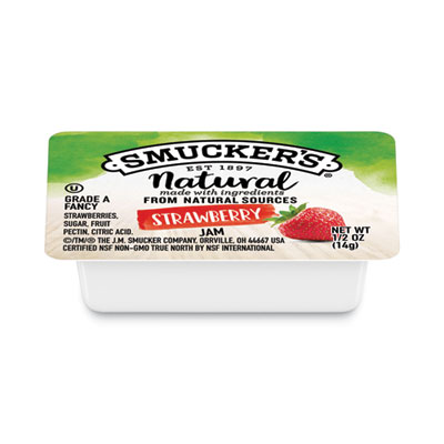 Smucker's Smuckers 1/2 Ounce Natural Jam, 0.5 oz Container, Strawberry, 200/Carton (8201)