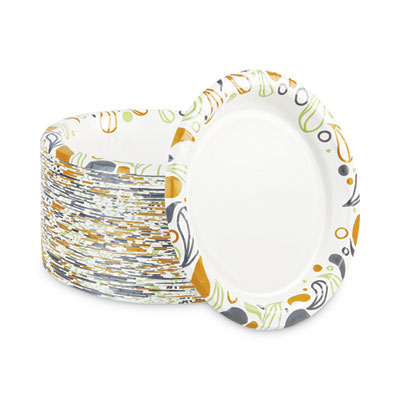 Boardwalk Deerfield Printed Paper Plates, 9" dia, Coated/Soak Proof, White/Yellow/Green/Purple, 125/Pack, 8 Packs/Carton (DEER9PLT)