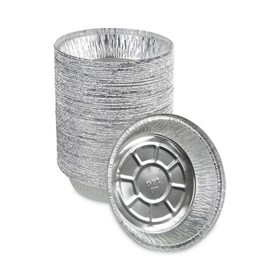Boardwalk Round Aluminum To-Go Containers, 250 Gauge, 24 oz, 7" Diameter x 1.47" h, Silver, 500/Carton (ROUND7)