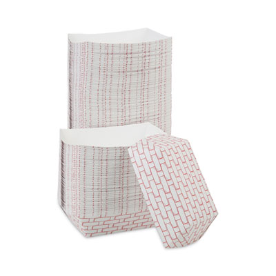 Boardwalk Paper Food Baskets, 3 lb Capacity, Red/White, 500/Carton (30LAG300)