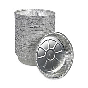 Boardwalk Round Aluminum To-Go Containers, 300 Gauge, 48 oz, 9" Diameter x 1.66" h, Silver, 500/Carton (ROUND9)
