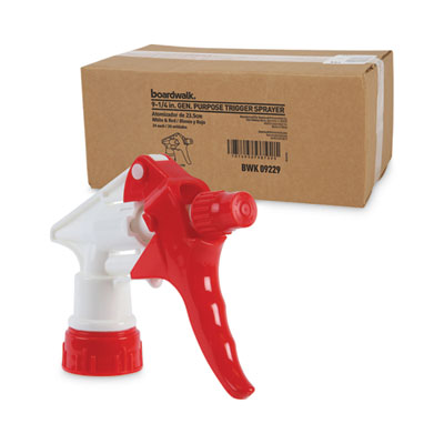 Boardwalk General Purpose Trigger Sprayer, 9.25" Tube, Fits 32 oz Bottles, Red/White, 24/Carton (09229)