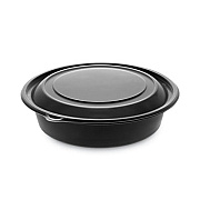 Pactiv Evergreen EarthChoice MealMaster Container with Lid, 32 oz, 8" Diameter x 2.12" h, Black/Clear, Plastic, 250/Carton (0CN8083200BL)
