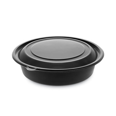 Pactiv Evergreen EarthChoice MealMaster Container with Lid, 32 oz, 8" Diameter x 2.12" h, Black/Clear, Plastic, 250/Carton (0CN8083200BL)