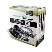 Berkley Square Dispens-a-Knife, Individually Wrapped, Mediumweight Knife, Plastic, Black, 100/Box (BEP90200)