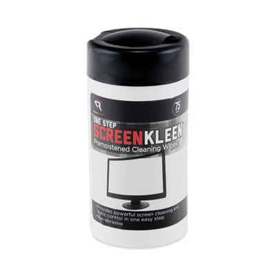 Read Right OneStep CRT ScreenKleen Cleaner Wet Wipes, Cloth, 5.25 x 5.75, Unscented, 75/Tub (RR1409)