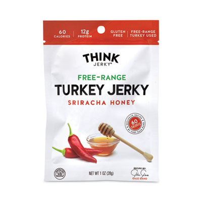 Think Jerky Sriracha Honey Turkey Jerky, 1 oz Pouch, 12/Pack (22000983)