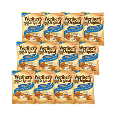 Werther's Original Sugar Free Chewy Caramel Candy, 1.46 oz Bag, 12 Bags/Carton (30200005)