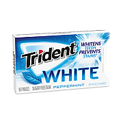 Trident Sugar-Free Gum, White Peppermint,16 Pieces/Pack, 9 Packs/Carton (20902451)