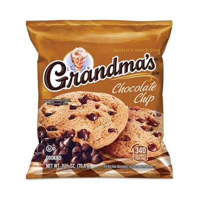 Grandma's Homestyle Chocolate Chip Cookies, 2.5 oz Pack, 2 Cookies/Pack, 60 Packs/Carton (29500060)