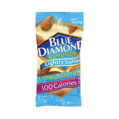 Blue Diamond Low Sodium Lightly Salted Almonds, 1.5 oz Bag, 42 Bags/Carton (22000795)