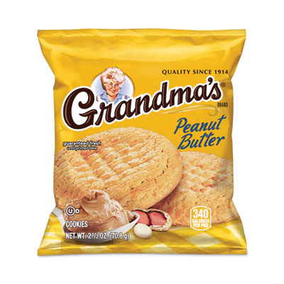 Grandma's Homestyle Peanut Butter Cookies, 2.5 oz Pack, 2 Cookies/Pack, 60 Packs/Carton (29500063)