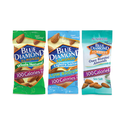 Blue Diamond Almonds Variety Pack, Assorted Flavors, 0.6 oz Pouch, 7 Pouches/Box, 6 Boxes/Carton (22000796)