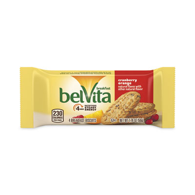 BelVita Cranberry Orange Crunchy Breakfast Biscuits, 1.76 oz Packet of 6, 5 Packs/Box, 6 Boxes/Carton (30700145)