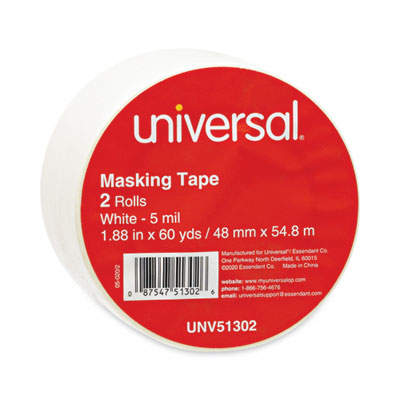 Universal General-Purpose Masking Tape, 3" Core, 48 mm x 54.8 m, Beige, 2/Pack (51302)