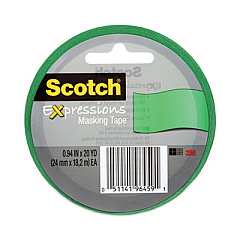 Scotch Expressions Masking Tape, 3" Core, 0.94" x 20 yds, Primary Green (3437PGR)