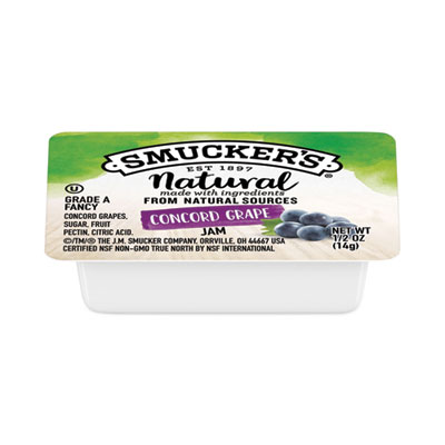 Smucker's Smuckers 1/2 Ounce Natural Jam, 0.5 oz Container, Concord Grape, 200/Carton (8202)