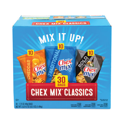 Chex Mix Varieties, Assorted Flavors, 1.75 oz Pack, 30 Packs/Carton (22000787)