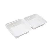 Eco-Products Molded Fiber Hinged Clamshell Containers, 6 x 6 x 3, White, Sugarcane, 50/Pack, 10 Packs/Carton (EPHC6)