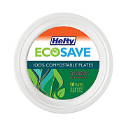 Hefty ECOSAVE Tableware, Plate, Sugarcane, 10.13" dia, White, 16/Pack (D71016PK)
