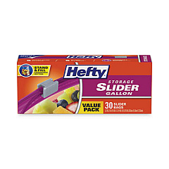 Hefty Slider Stand and Fill Food Storage Bags, Gallon, 10.56" x 11", Clear, 30/Box (R88071)