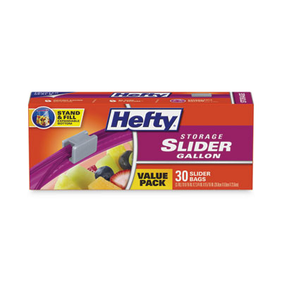 Hefty Slider Stand and Fill Food Storage Bags, Gallon, 10.56" x 11", Clear, 30/Box (R88071)