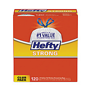 Hefty Strong Tall Kitchen Drawstring Bags, 13 gal, 23.75" x 27", White, 120 Bags/Box, 3 Boxes/Carton (E84562CT)