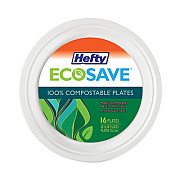 Hefty ECOSAVE Tableware, Plate, Sugarcane, 10.13" dia, White, 16/Pack, 12 Packs/Carton (D71016)