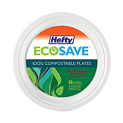 Hefty ECOSAVE Tableware, Plate, Sugarcane, 6.75" dia, White, 30/Pack (D77300PK)