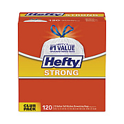 Hefty Strong Tall Kitchen Drawstring Bags, 13 gal, 23.75" x 27", White, 90 Bags/Box, 3 Boxes/Carton (E84574CT)
