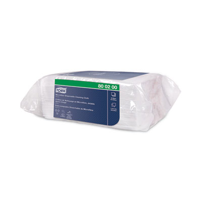 Tork Microfiber Disposable Cleaning Cloth, 1-Ply, 11.6 x 13.4, Unscented, White, 40 Wipes/Pack, 8 Packs/Carton (800200)