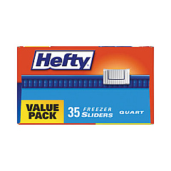 Hefty Slider Stand and Fill Freezer Storage Bags, 32 oz, 7" x 8", Clear, 35 Bags/Box, 9 Boxes/Carton (R88079CT)