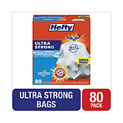 Hefty Extra Heavy-Duty Ultra Strong Scented Tall Kitchen Bags, Drawstring, 13 gal, Clean Burst, 23.75" x 24.88", White, 80/Box (E88356)