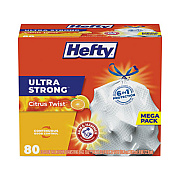 Hefty Ultra Strong Scented Tall Kitchen Bags, Drawstring, 13 gal, Citrus Twist, 23.75" x 24.88", White, 80 Bags/Box, 3 Boxes/Carton (E88354CT)