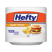 Hefty Soak Proof Tableware, Plate, Foam, 8.88" dia, White, 100/Pack, 6 Packs/Carton (D28100CT)