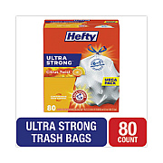 Hefty Extra Heavy-Duty Ultra Strong Scented Tall Kitchen Bags, Drawstring, 13 gal, Citrus Twist, 23.75" x 24.88", White, 80/Box (E88354)