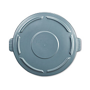 Rubbermaid Commercial BRUTE Self-Draining Flat Top Lids for 10 gal Round BRUTE Container, 15.91" Diameter, Gray, 6/Carton (260900GRAYCT)