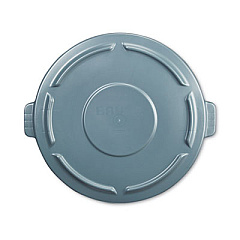 Rubbermaid Commercial BRUTE Self-Draining Flat Top Lids for 10 gal Round BRUTE Container, 15.91" Diameter, Gray, 6/Carton (260900GRAYCT)