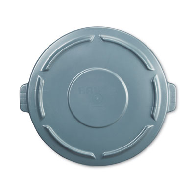 Rubbermaid Commercial BRUTE Self-Draining Flat Top Lids for 10 gal Round BRUTE Container, 15.91" Diameter, Gray, 6/Carton (260900GRAYCT)