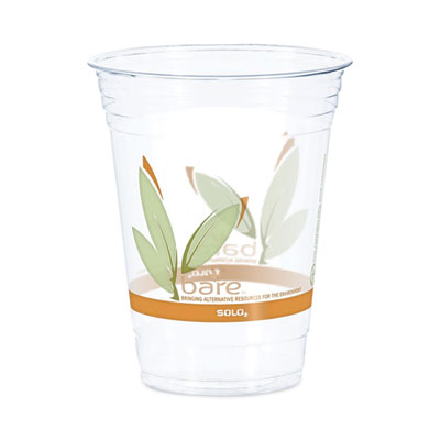 Dart Bare Eco-Forward RPET Cold Cups, 16 oz to 18 oz, Plastic, Leaf Design, 50/Pack (RTP16DBAREPK)
