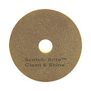 Scotch-Brite Clean and Shine Pad, 15" Diameter, Brown, 5/Carton (09540)